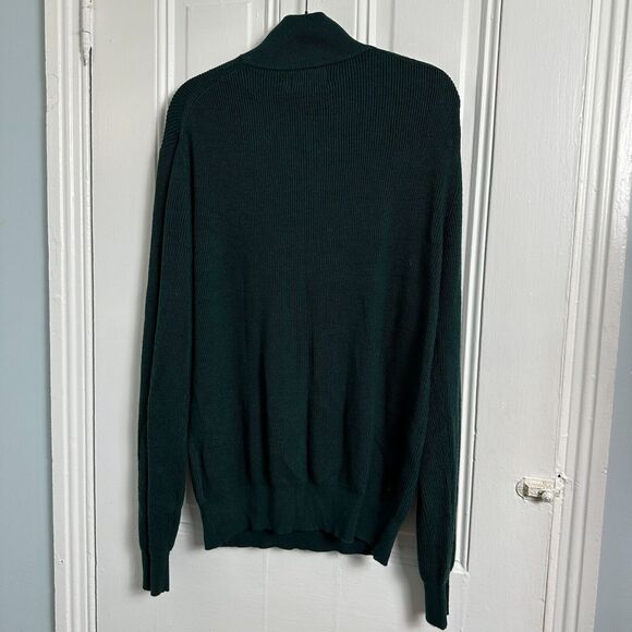 Moncrief Sweater Mens XL Dark Green Knit Pullover Quarter Zip Wool Cashmere NWT - Picture 7 of 9